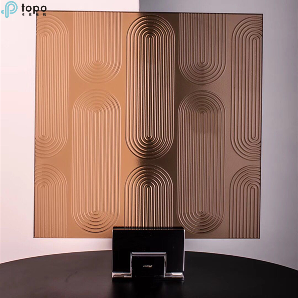 5mm 6mm Chinese Pink Art Decorative Embossed Fused Pattern Glass